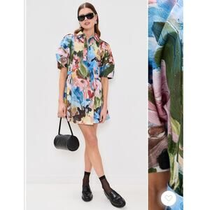 Stine Goya Abstract Print Structured Sleeve Mini Dress Size Small